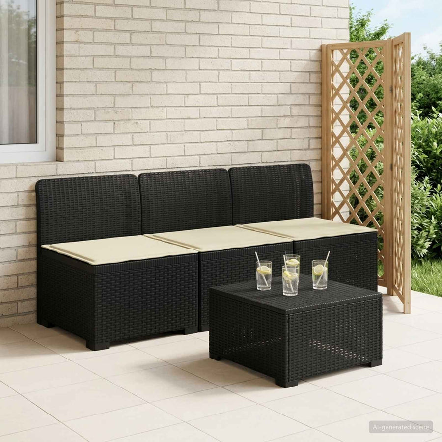 3-zits tuinbank met kussens in rattanlook PP Antraciet