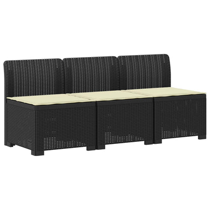 3-zits tuinbank met kussens in rattanlook PP Antraciet