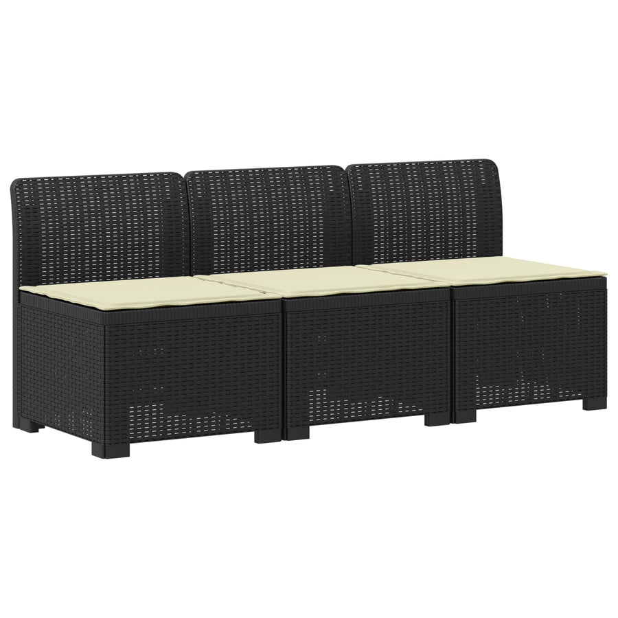 3-zits tuinbank met kussens in rattanlook PP Antraciet