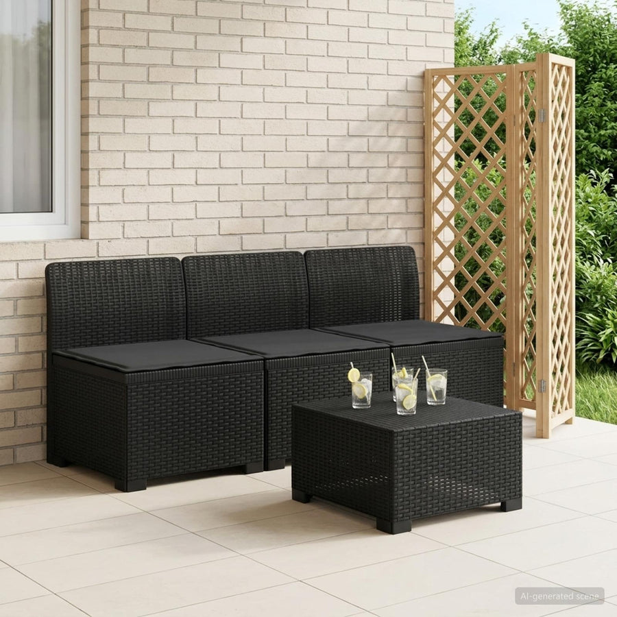 3-zits tuinbank met kussens in rattanlook PP Antraciet