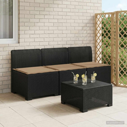3-zits tuinbank met kussens in rattanlook PP Antraciet