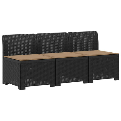 3-zits tuinbank met kussens in rattanlook PP Antraciet
