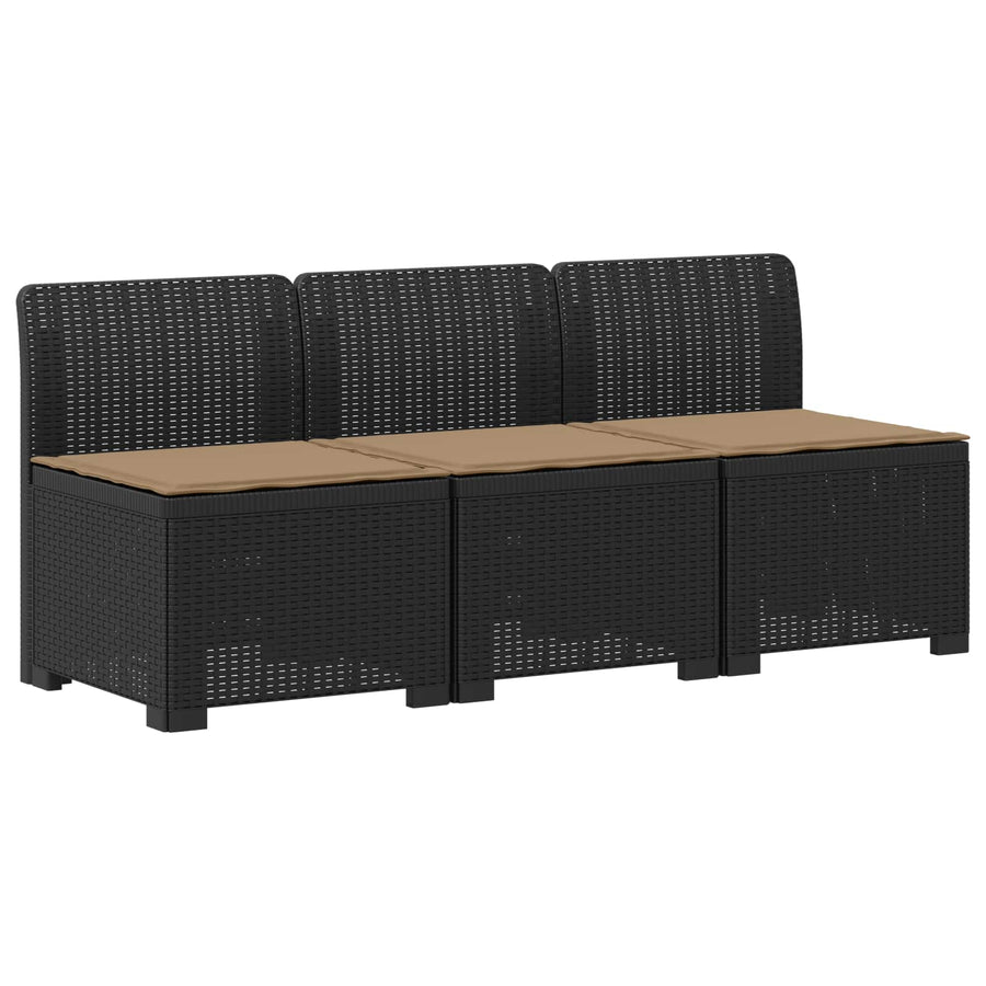3-zits tuinbank met kussens in rattanlook PP Antraciet
