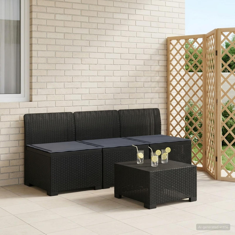 3-zits tuinbank met kussens in rattanlook PP Antraciet