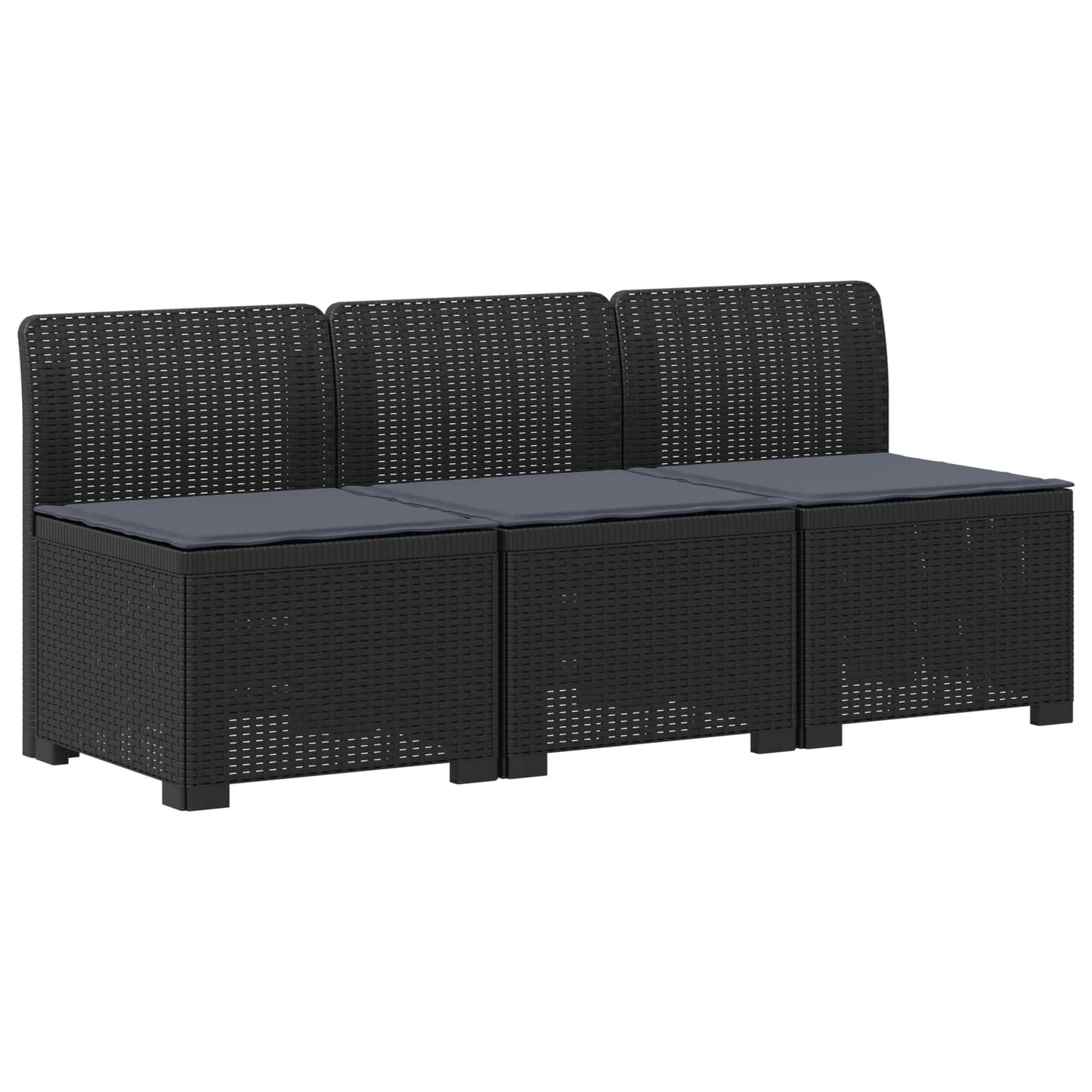 3-zits tuinbank met kussens in rattanlook PP Antraciet