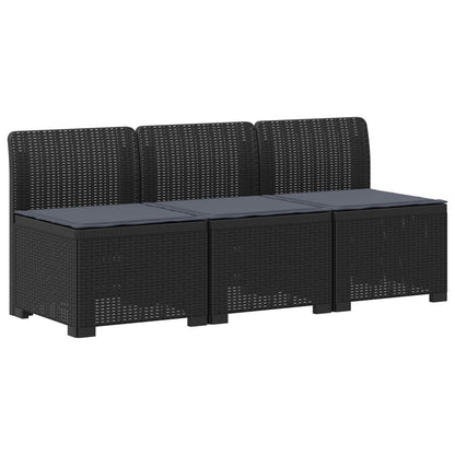 3-zits tuinbank met kussens in rattanlook PP Antraciet