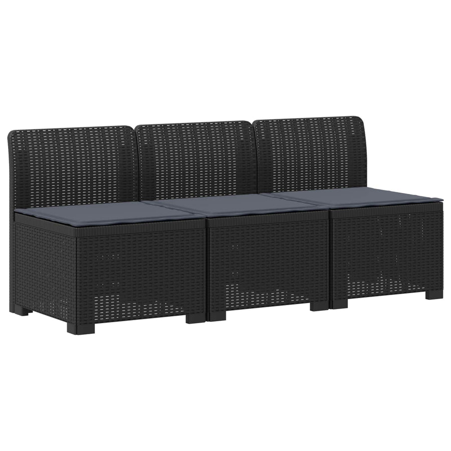 3-zits tuinbank met kussens in rattanlook PP Antraciet