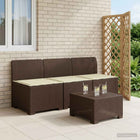 Tuinbank 3-zits rattanlook bruin met kussens