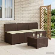 Tuinbank 3-zits rattanlook bruin met kussens