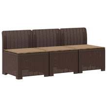 3-zits tuinbank met kussens in rattanlook PP Bruin