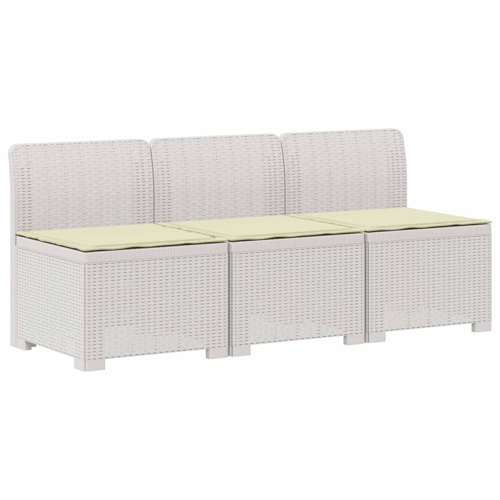 3-zits tuinbank met kussens in rattanlook PP Wit