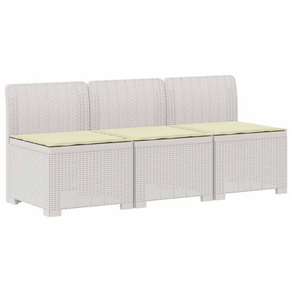 3-zits tuinbank met kussens in rattanlook PP Wit