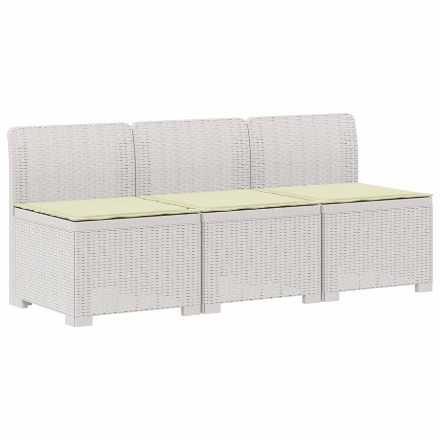 3-zits tuinbank met kussens in rattanlook PP Wit