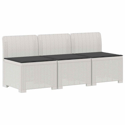 3-zits tuinbank met kussens in rattanlook PP Wit