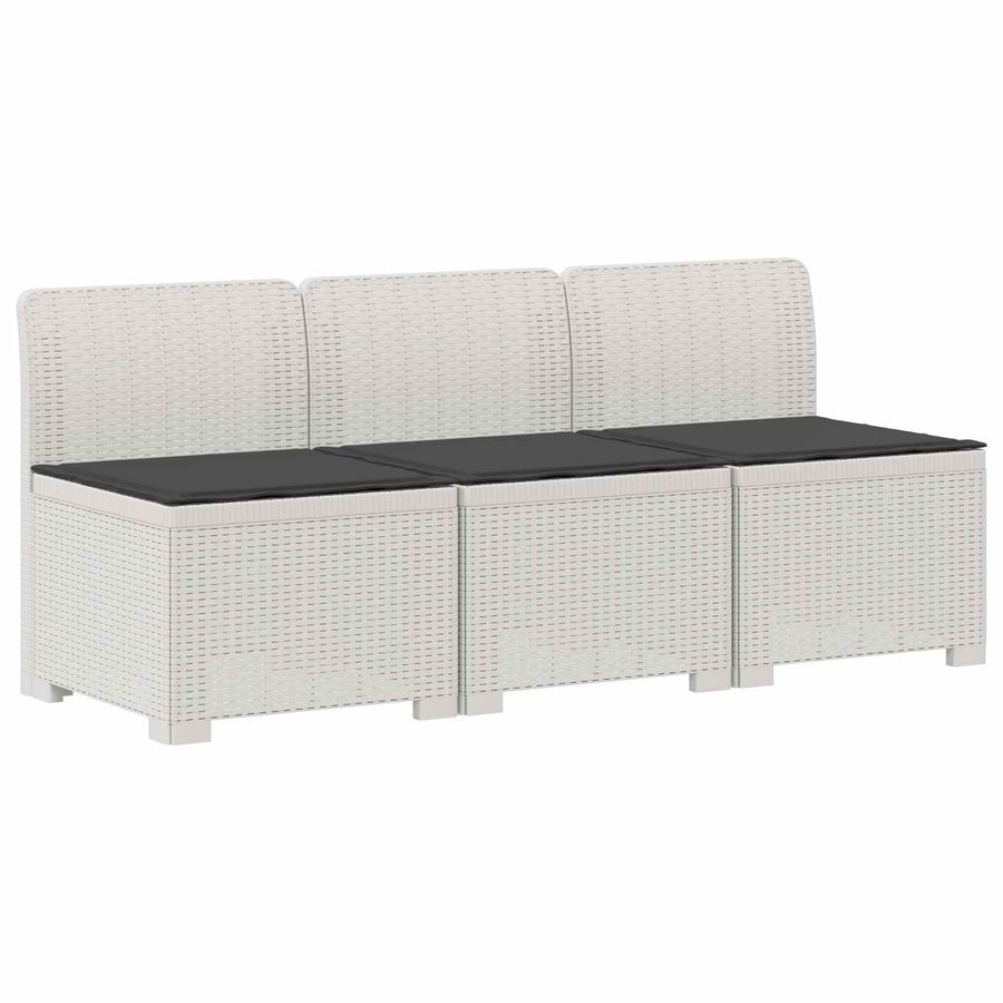 3-zits tuinbank met kussens in rattanlook PP Wit