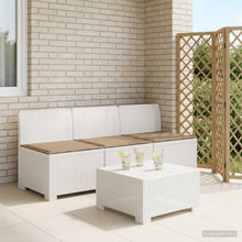 3-zits tuinbank met kussens in rattanlook PP Wit