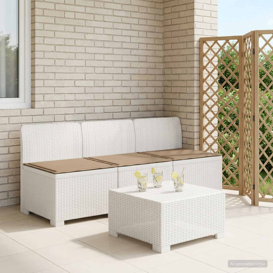 3-zits tuinbank met kussens in rattanlook PP Wit