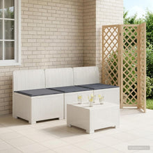 3-zits tuinbank met kussens in rattanlook PP Wit