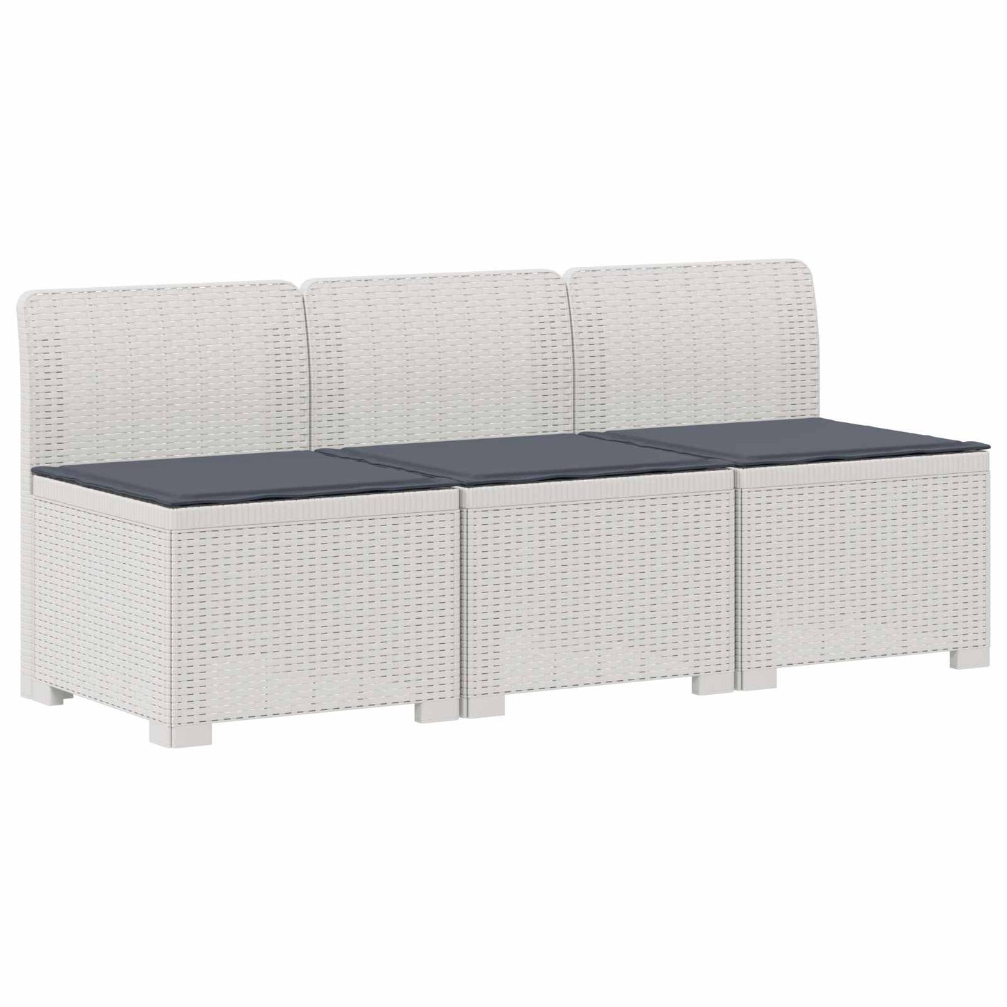 3-zits tuinbank met kussens in rattanlook PP Wit