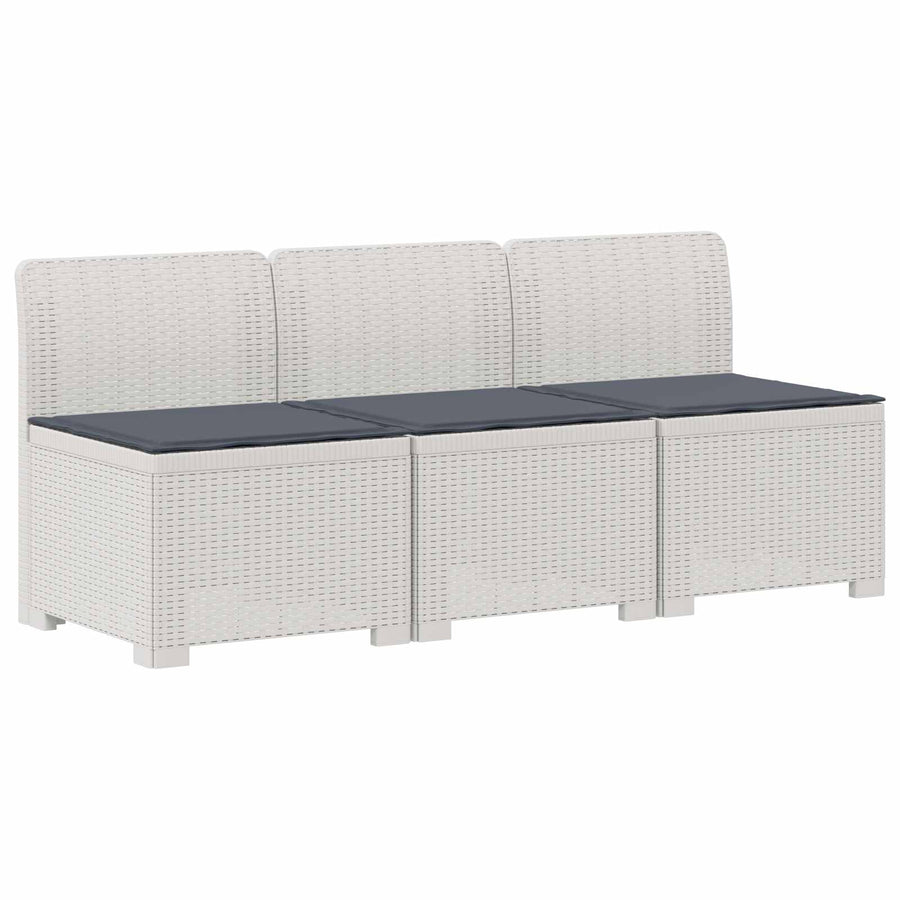 3-zits tuinbank met kussens in rattanlook PP Wit