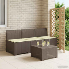 3-zits tuinbank met kussens in rattanlook PP Lichtgrijs