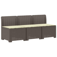 3-zits tuinbank met kussens in rattanlook PP Lichtgrijs