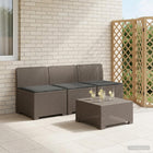 Tuinbank 3-zits lichtgrijs rattanlook PP met kussens