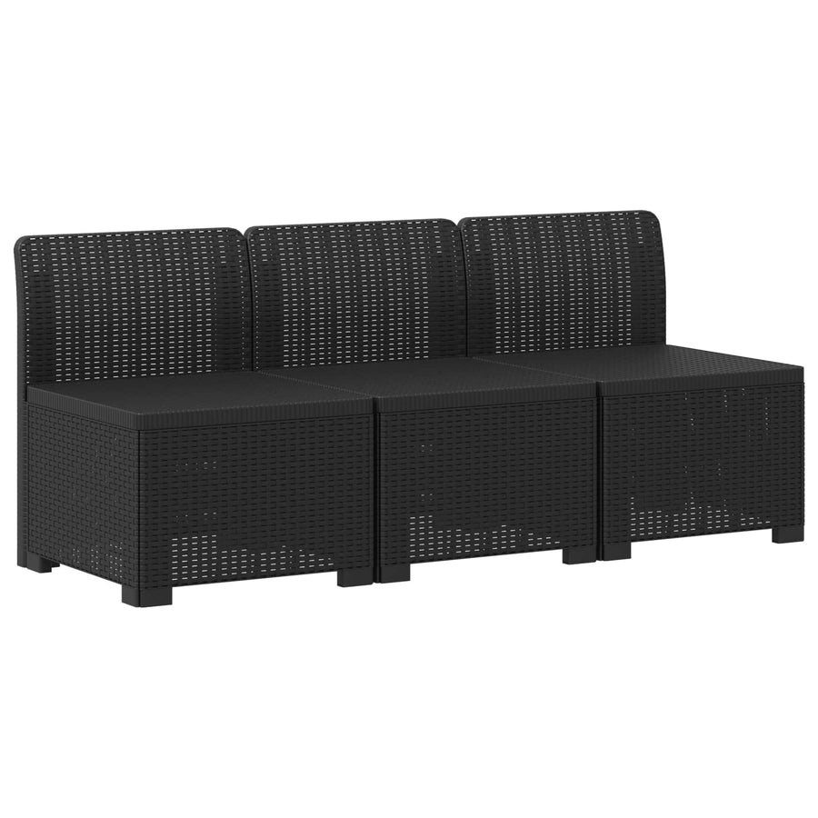 3-zits tuinbank met kussens in rattanlook PP Antraciet