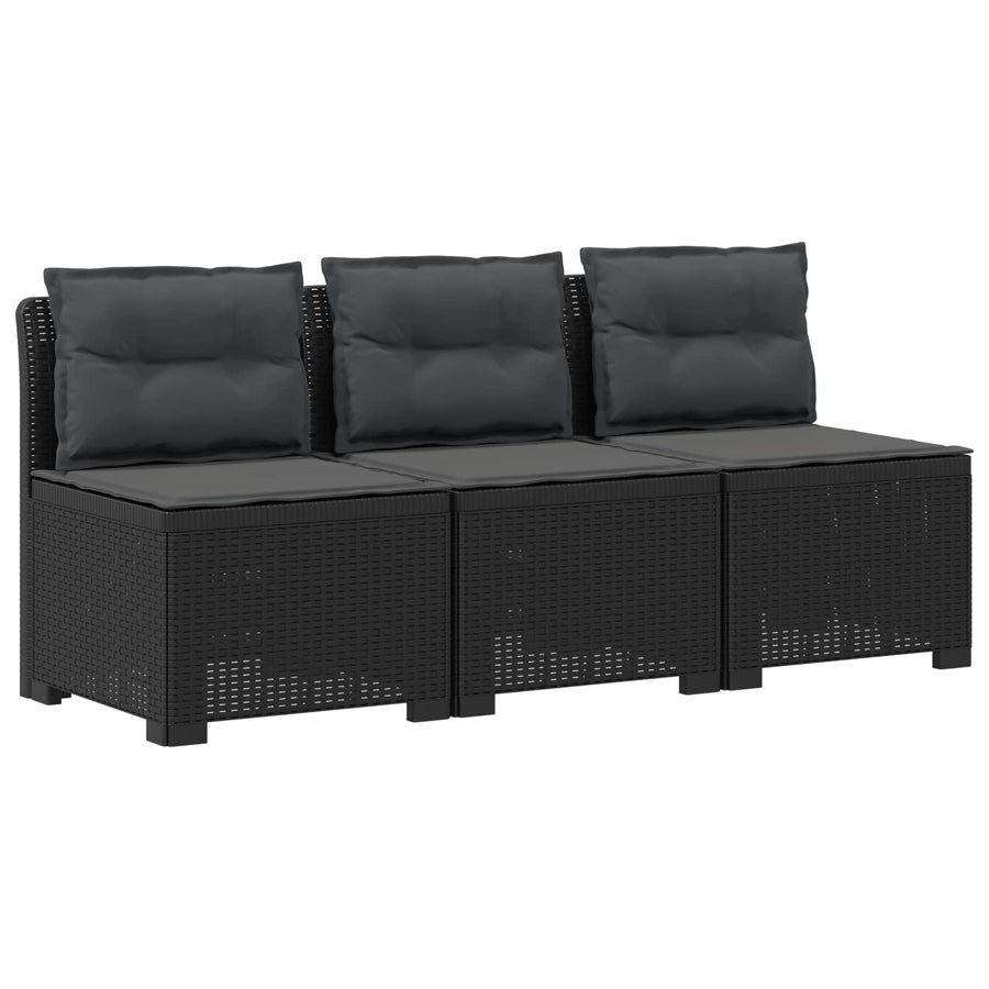 3-zits tuinbank met kussens in rattanlook PP Antraciet