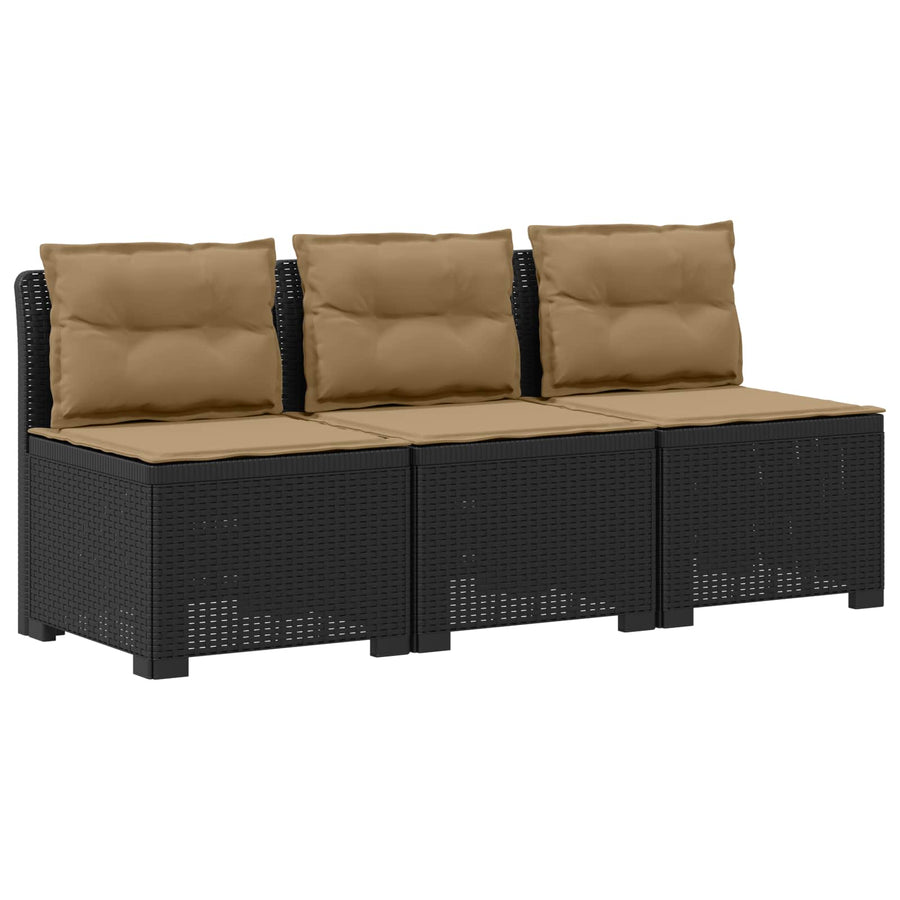 3-zits tuinbank met kussens in rattanlook PP Antraciet