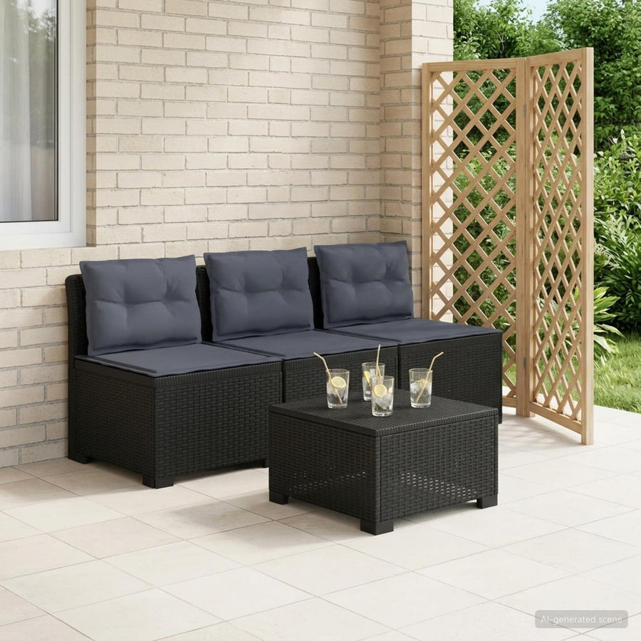 3-zits tuinbank met kussens in rattanlook PP Antraciet