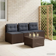 Tuinbank 3-zits rattanlook PP bruin met kussens