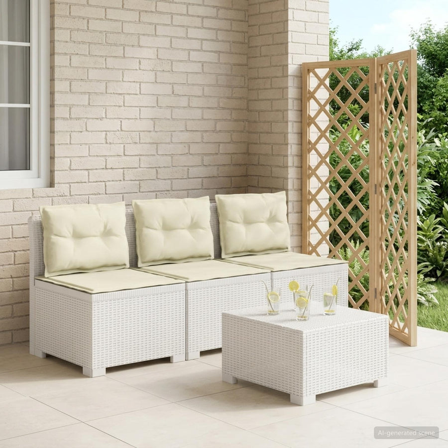 3-zits tuinbank met kussens in rattanlook PP Wit