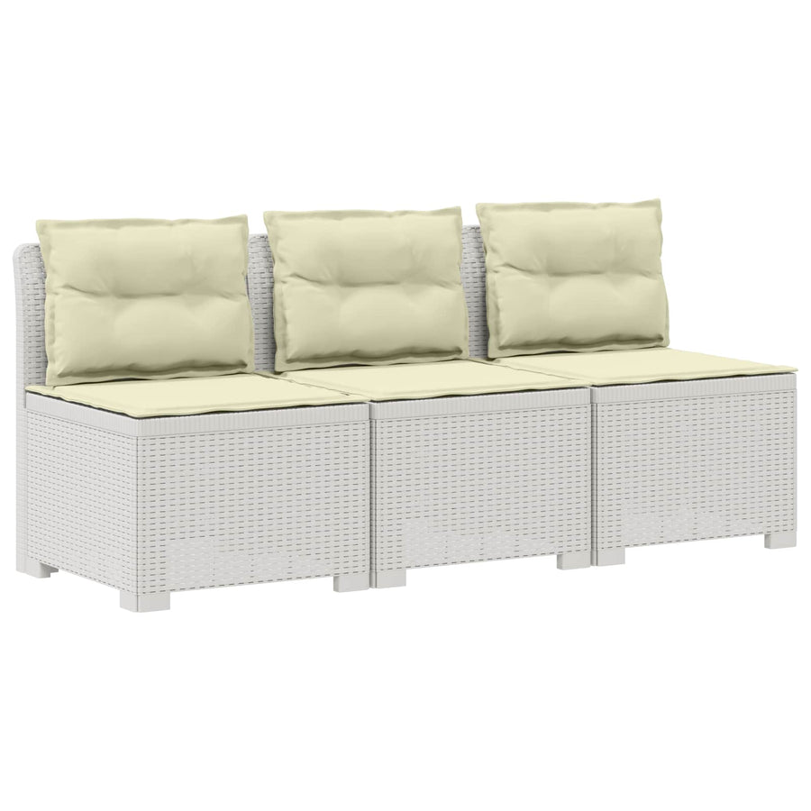 3-zits tuinbank met kussens in rattanlook PP Wit