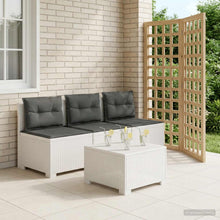 3-zits tuinbank met kussens in rattanlook PP Wit