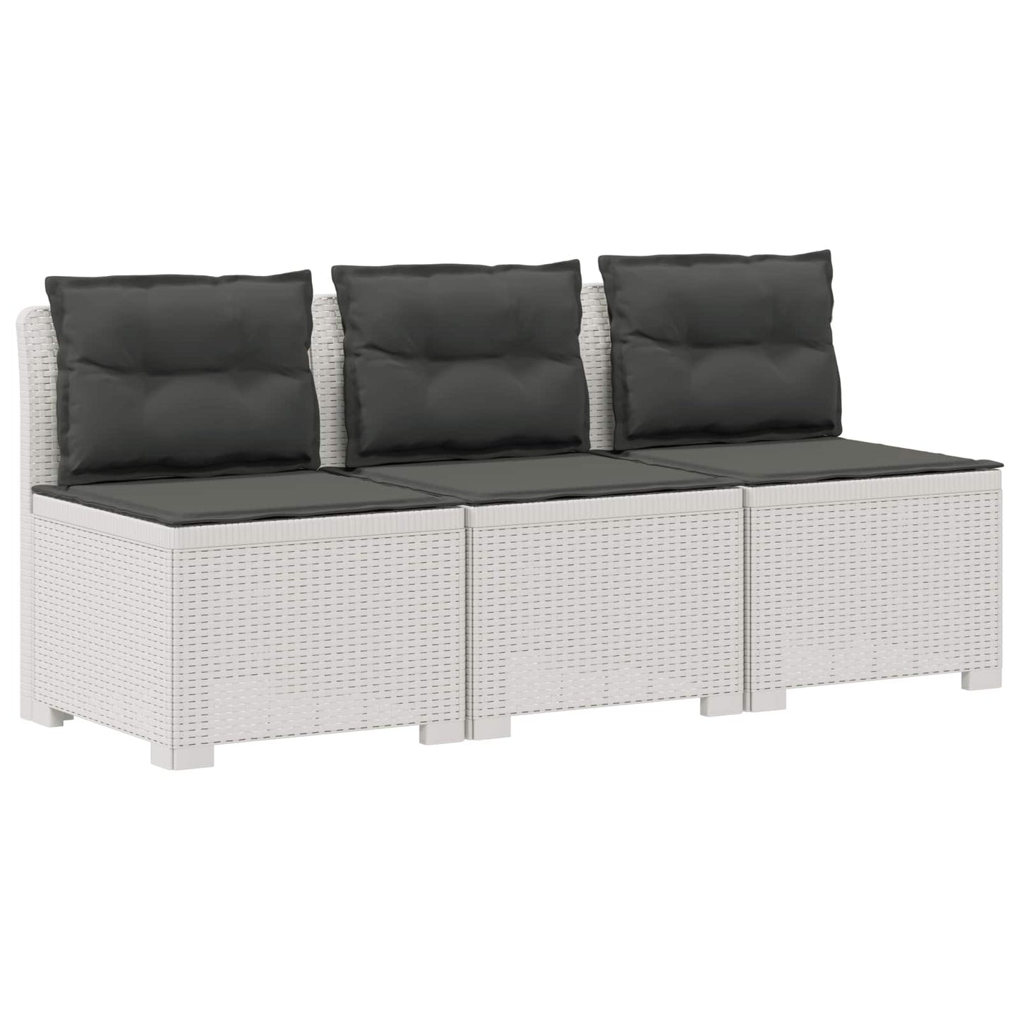 3-zits tuinbank met kussens in rattanlook PP Wit