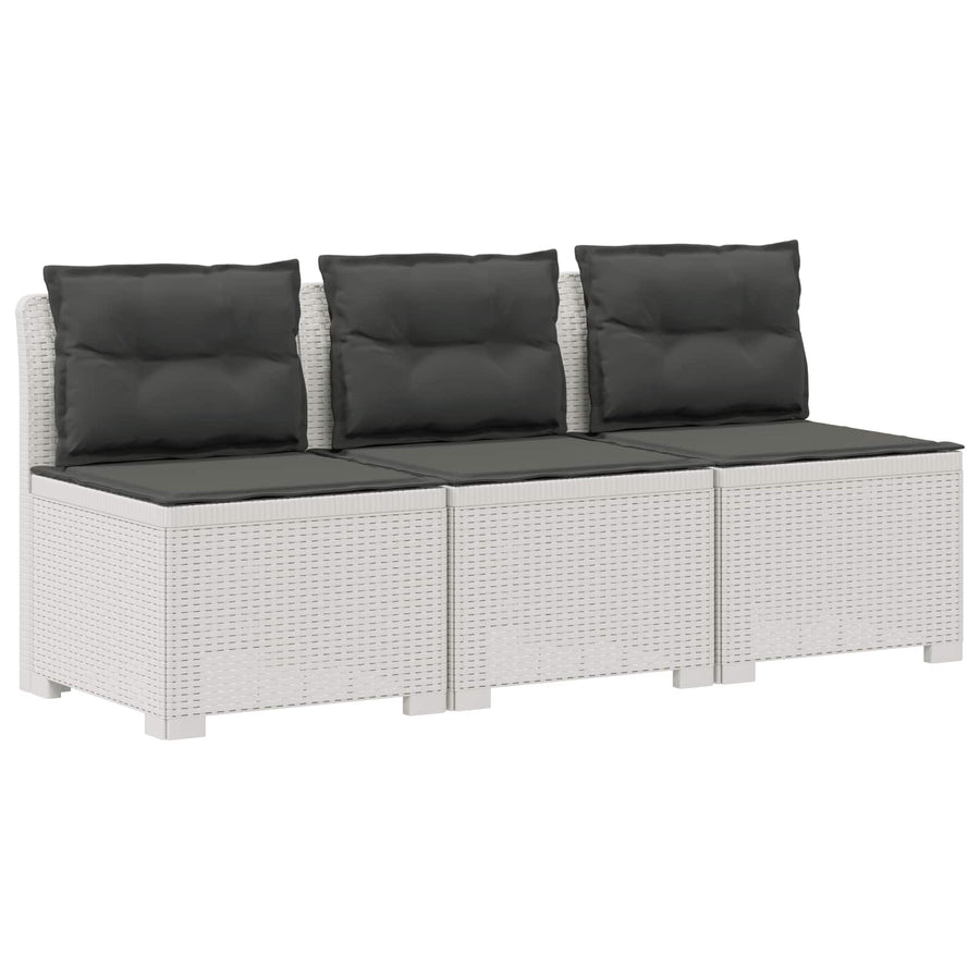 3-zits tuinbank met kussens in rattanlook PP Wit
