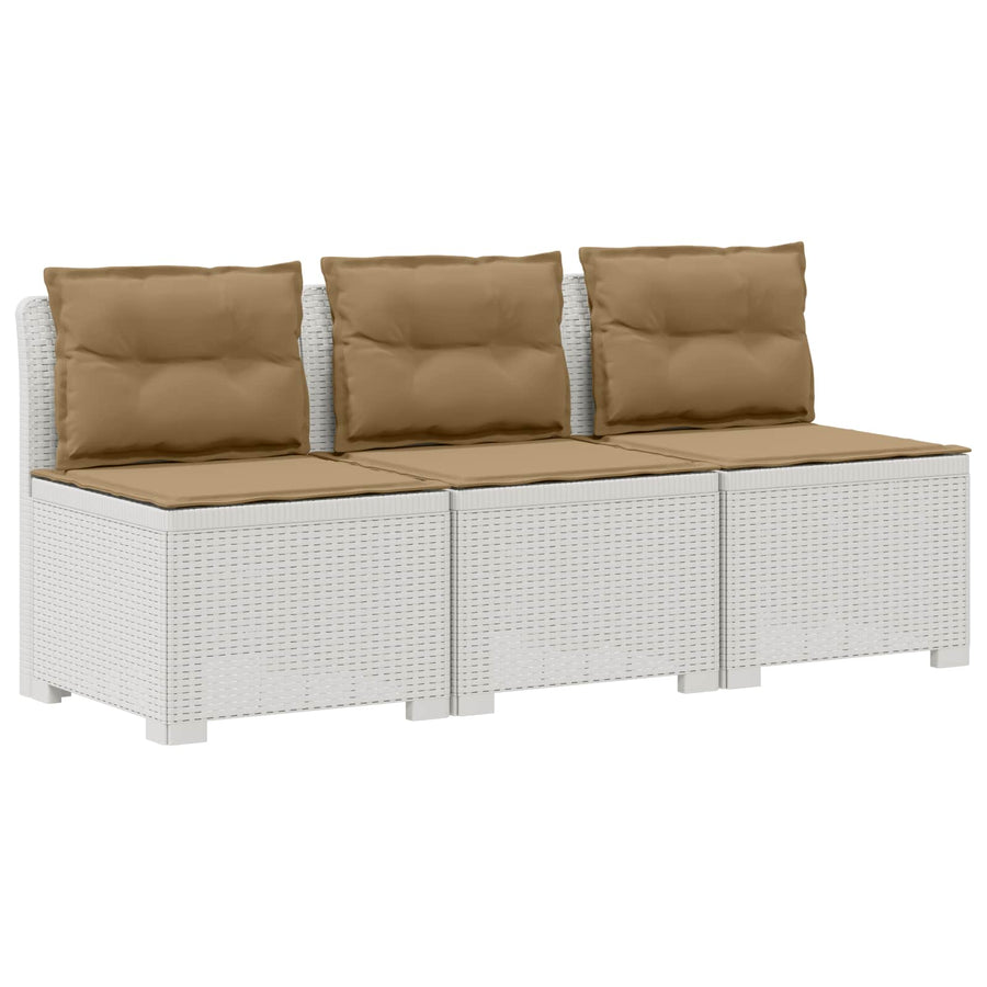 3-zits tuinbank met kussens in rattanlook PP Wit