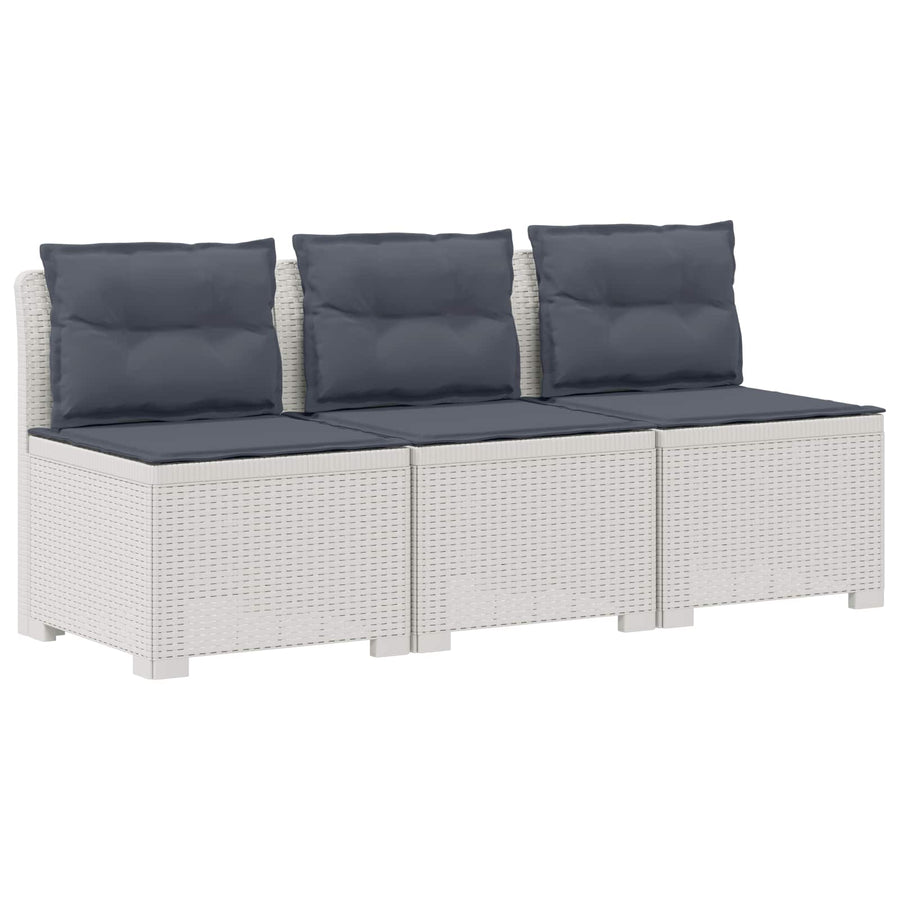 3-zits tuinbank met kussens in rattanlook PP Wit