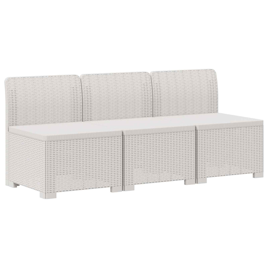 3-zits tuinbank met kussens in rattanlook PP Wit