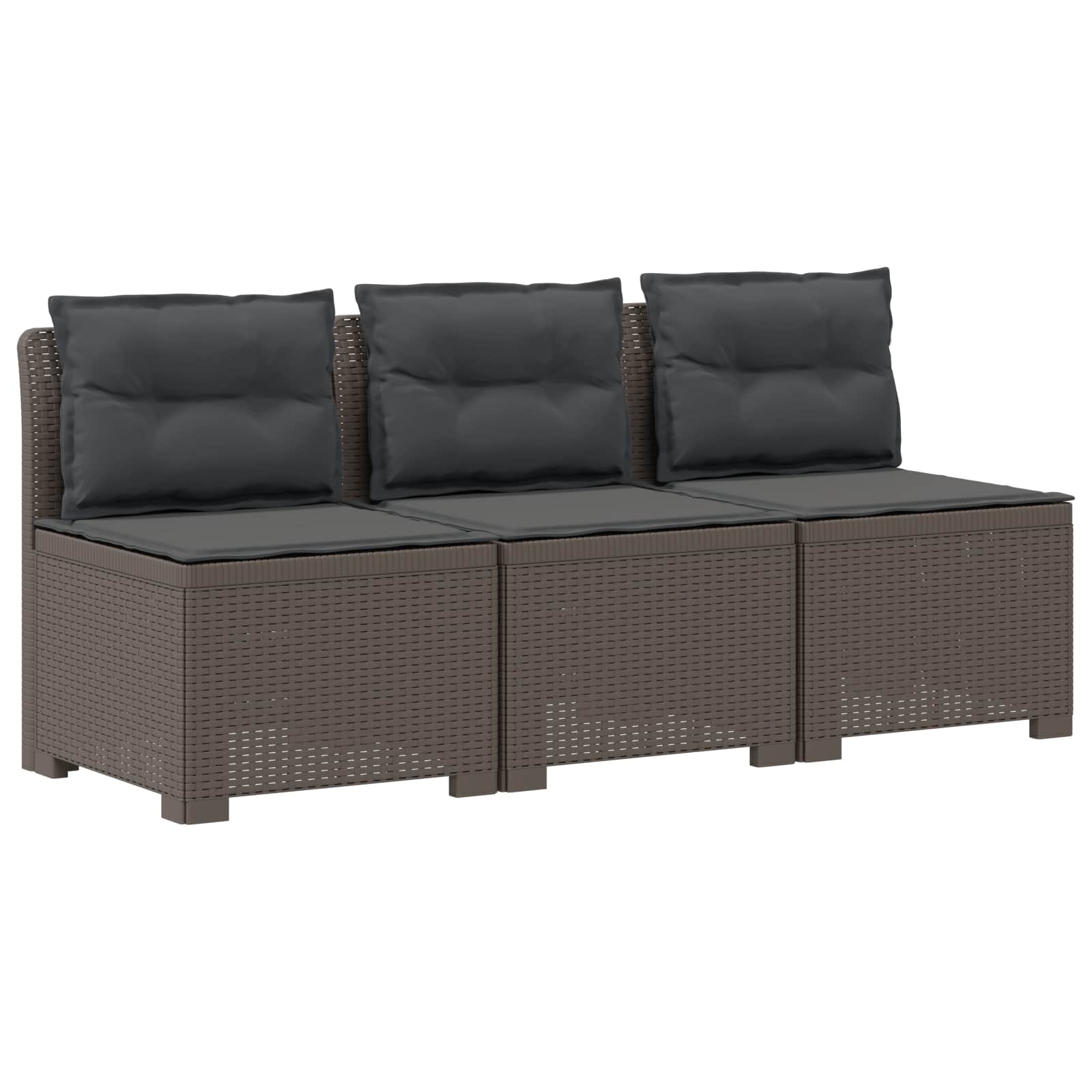 3-zits tuinbank met kussens in rattanlook PP Lichtgrijs