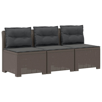 3-zits tuinbank met kussens in rattanlook PP Lichtgrijs