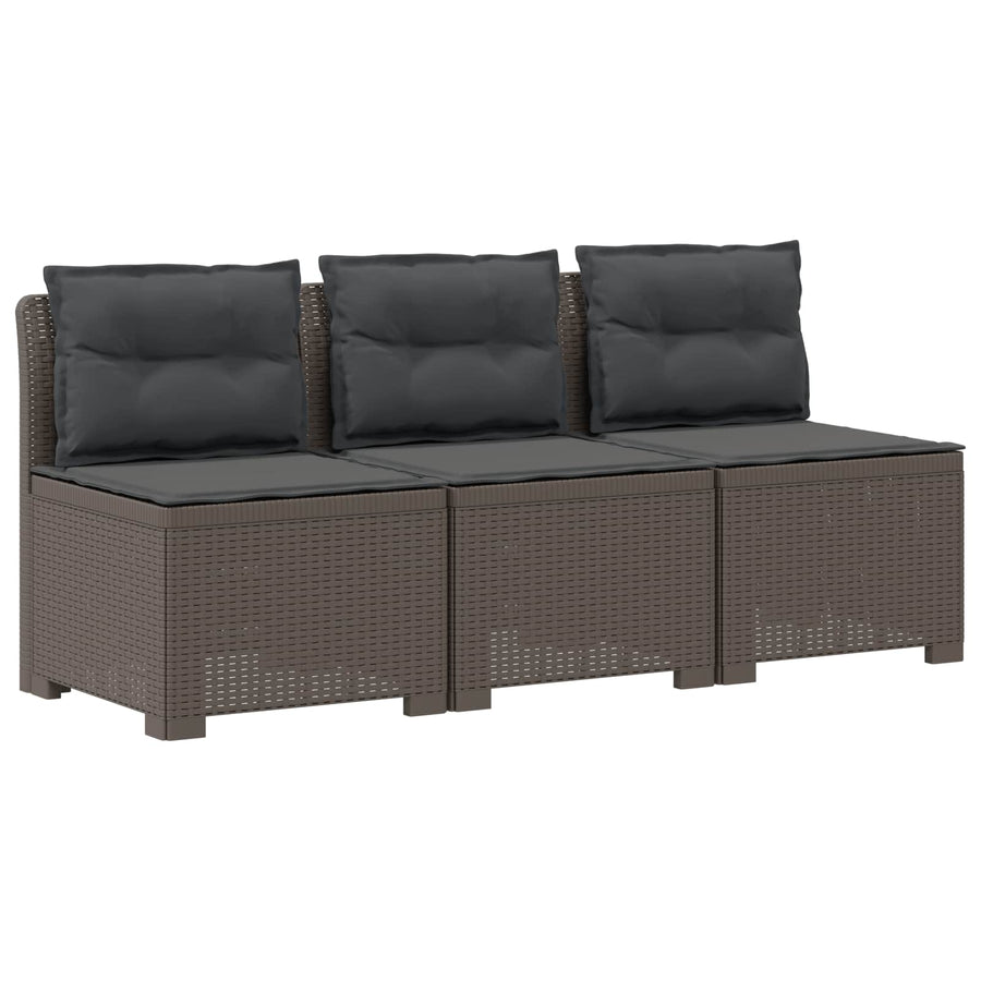 3-zits tuinbank met kussens in rattanlook PP Lichtgrijs