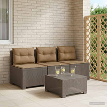 3-zits tuinbank met kussens in rattanlook PP Lichtgrijs