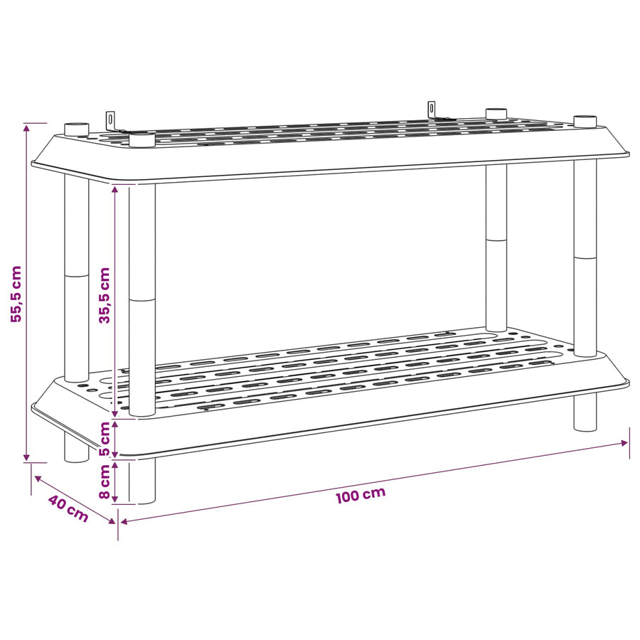 Plankenunit 2-laags 100 x 40 x 55,5 cm PP Wit