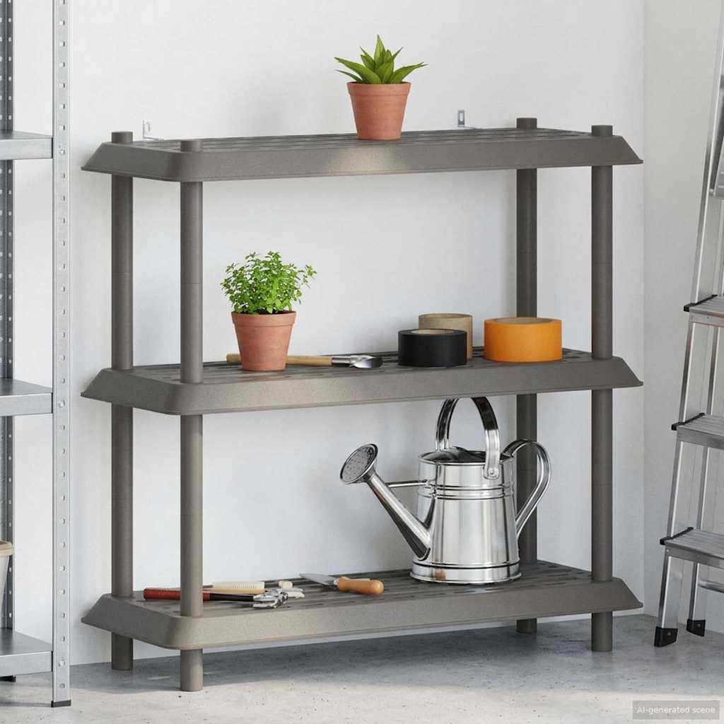 Plankenunit 3-laags 100 x 40 x 96 cm PP Lichtgrijs