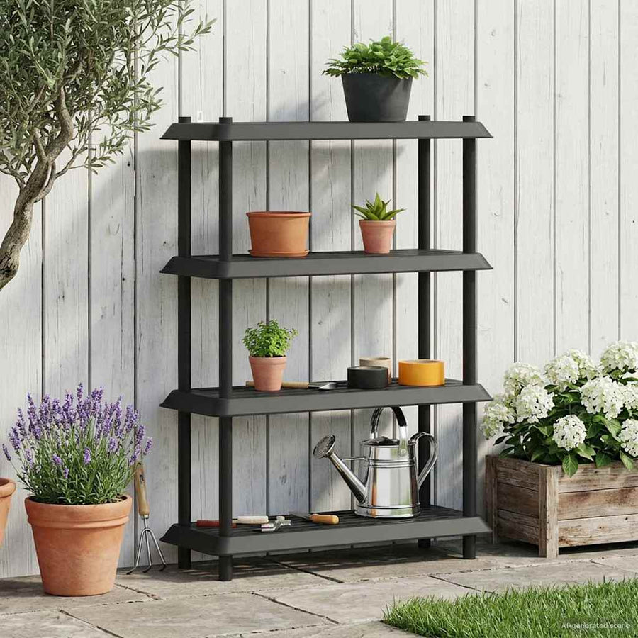 Plankenunit 4-laags 100 x 40 x 136,5 cm PP Antracietkleurig