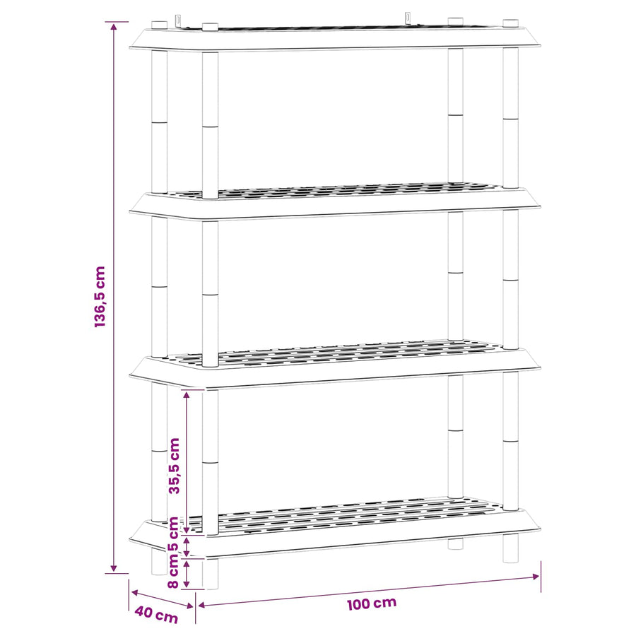 Plankenunit 4-laags 100 x 40 x 136,5 cm PP Bruin
