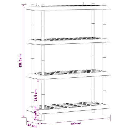 Plankenunit 4-laags 100 x 40 x 136,5 cm PP Wit