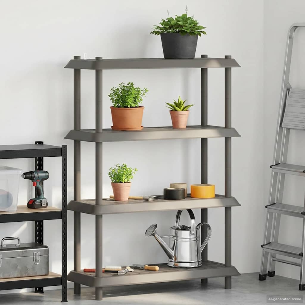 Plankenunit 4-laags 100 x 40 x 136,5 cm PP Lichtgrijs